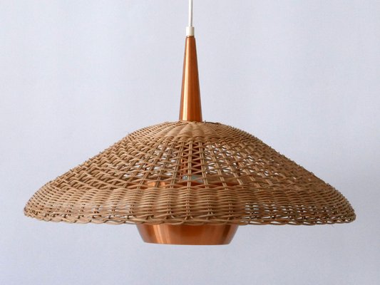 Large Modern Rattan & Copper Pendant Lamp, 1970s-WPT-1336556