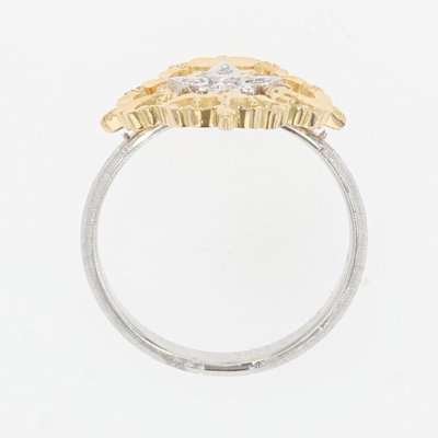 Large Modern Ring in 18 Karat Yellow White Arabesque with Diamonds-OLU-1315799