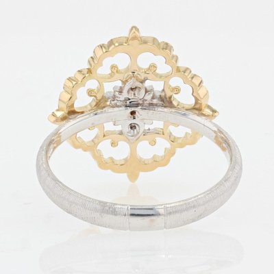 Large Modern Ring in 18 Karat Yellow White Arabesque with Diamonds-OLU-1315799