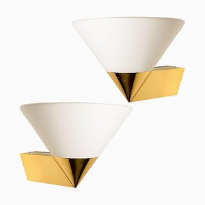 Large Modern Wall Lamps attributed to Glashütte Limburg, 1970, Set of 2-VDW-1416531