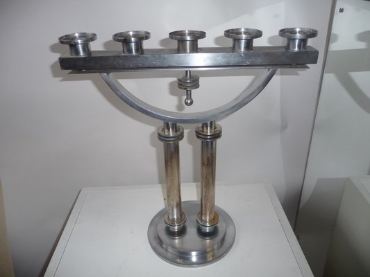 Large Modernist Machine Age Candlesticks, 1930s, Usa., Set of 2-XHV-1104590