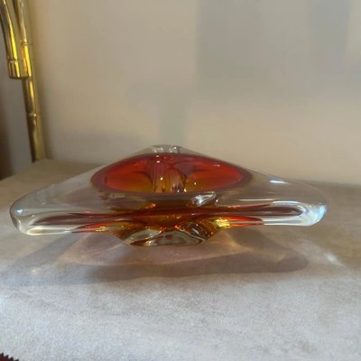 Large Modernist Red Sommerso Murano Glass Triangular Ashtray attributed to Seguso, 1960s-NMK-1769551