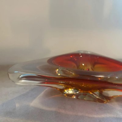 Large Modernist Red Sommerso Murano Glass Triangular Ashtray attributed to Seguso, 1960s-NMK-1769551