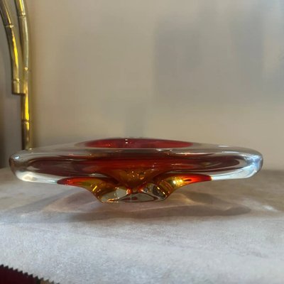 Large Modernist Red Sommerso Murano Glass Triangular Ashtray attributed to Seguso, 1960s-NMK-1769551