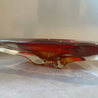 Large Modernist Red Sommerso Murano Glass Triangular Ashtray attributed to Seguso, 1960s-NMK-1769551