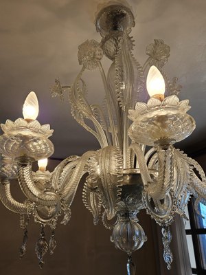 Large Murano Glass 8-Light Chandelier with Leaves and Flowers, Venice, 1970s-ZUW-1799508