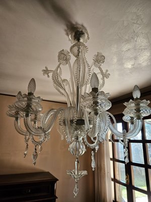 Large Murano Glass 8-Light Chandelier with Leaves and Flowers, Venice, 1970s-ZUW-1799508