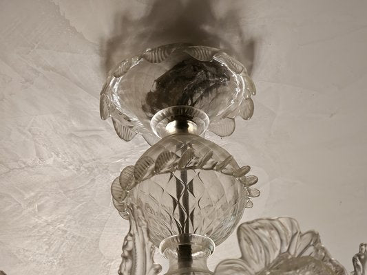 Large Murano Glass 8-Light Chandelier with Leaves and Flowers, Venice, 1970s-ZUW-1799508