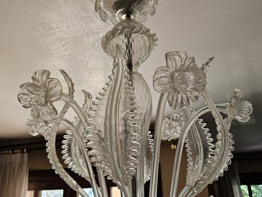 Large Murano Glass 8-Light Chandelier with Leaves and Flowers, Venice, 1970s-ZUW-1799508