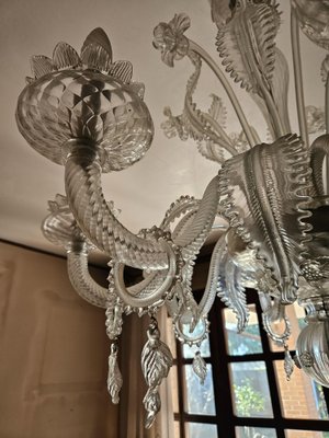 Large Murano Glass 8-Light Chandelier with Leaves and Flowers, Venice, 1970s-ZUW-1799508