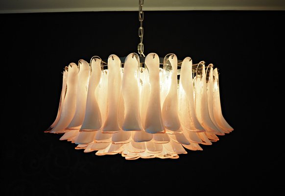 Large Murano Glass Chandelier with 101 Pink Lattimo Glass Petals, 1990s-FHZ-1818544