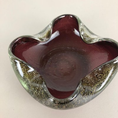 Large Murano Glass Gold Dust Bowl Element Shell Ashtray, Italy, 1970s-QZ-1052927