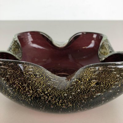 Large Murano Glass Gold Dust Bowl Element Shell Ashtray, Italy, 1970s-QZ-1052927