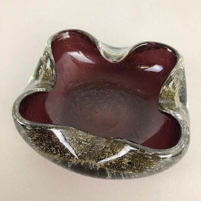 Large Murano Glass Gold Dust Bowl Element Shell Ashtray, Italy, 1970s-QZ-1052927