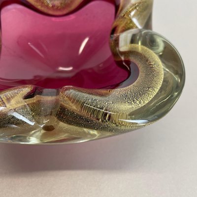 Large Murano Glass Pink Gold Bowl Element Shell Ashtray, Italy, 1970s-QZ-1425951