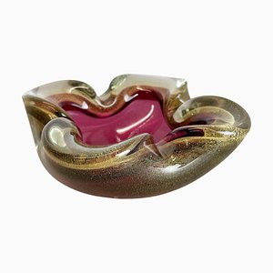 Large Murano Glass Pink Gold Bowl Element Shell Ashtray, Italy, 1970s-QZ-1425951