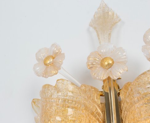 Large Murano Glass Wall Sconces attributed to Barovier & Toso, Italy, 1970s, Set of 2-UGR-1725968