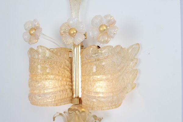 Large Murano Glass Wall Sconces attributed to Barovier & Toso, Italy, 1970s, Set of 2-UGR-1725968