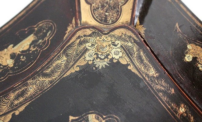 Large Napoleon III Japonaiserie Wooden Box Painted Black, Mid-19th Century-RVK-968588