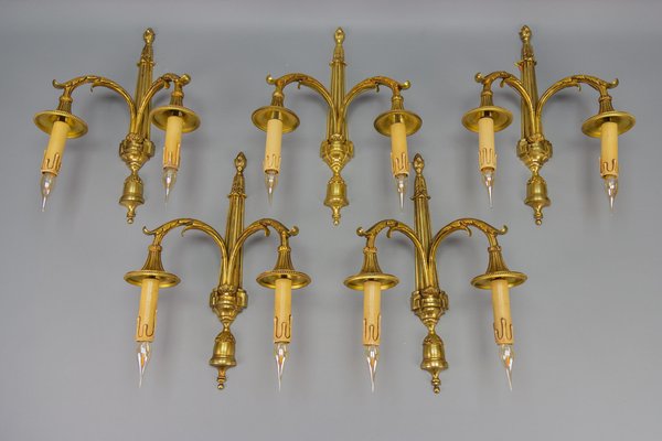 Large Neoclassical Style Bronze Double Arm Wall Sconce, 1970s-KEG-1754987