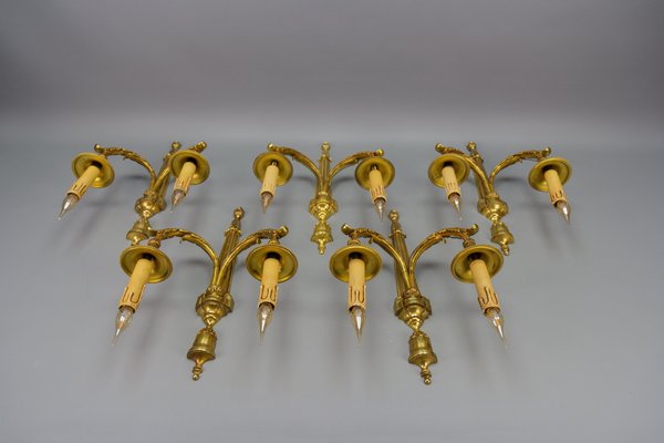 Large Neoclassical Style Bronze Double Arm Wall Sconce, 1970s-KEG-1754987