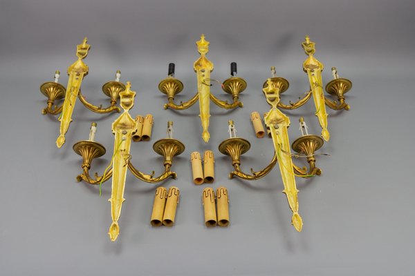 Large Neoclassical Style Bronze Double Arm Wall Sconce, 1970s-KEG-1754987