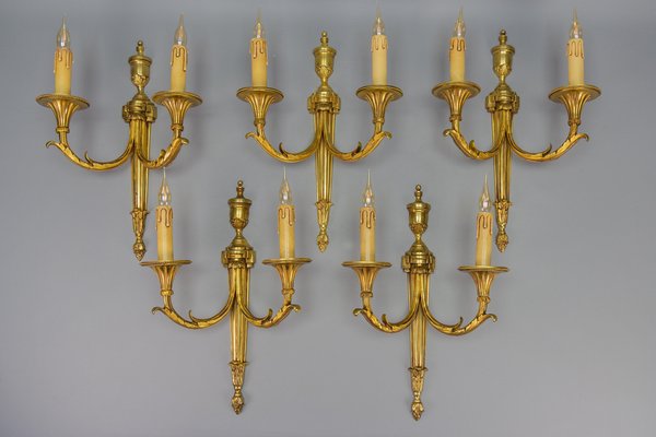 Large Neoclassical Style Bronze Double Arm Wall Sconce, 1970s-KEG-1754987