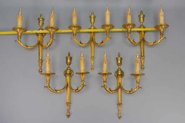 Large Neoclassical Style Bronze Double Arm Wall Sconce, 1970s-KEG-1754987