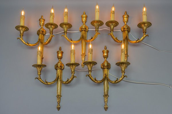 Large Neoclassical Style Bronze Double Arm Wall Sconce, 1970s-KEG-1754987