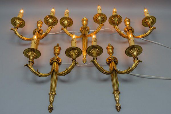 Large Neoclassical Style Bronze Double Arm Wall Sconce, 1970s-KEG-1754987