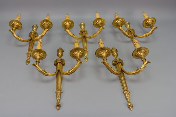 Large Neoclassical Style Bronze Double Arm Wall Sconce, 1970s-KEG-1754987