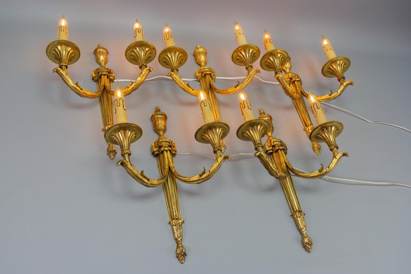 Large Neoclassical Style Bronze Double Arm Wall Sconce, 1970s-KEG-1754987