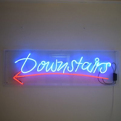 Large Neon Downstairs Sign, 1980s-FB-577685