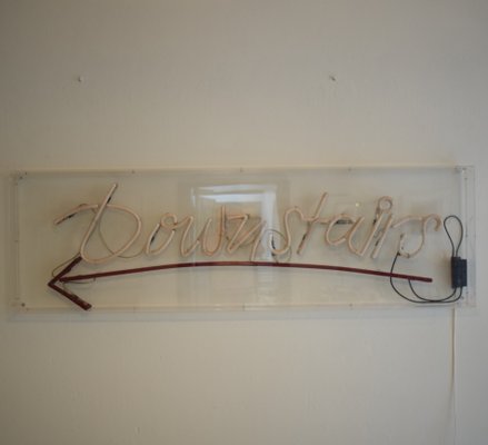 Large Neon Downstairs Sign, 1980s-FB-577685