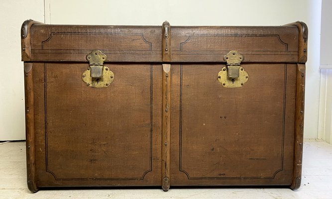 Large Old Travel Trunk Chest Coffee Table, 1900s-WZZ-1153849