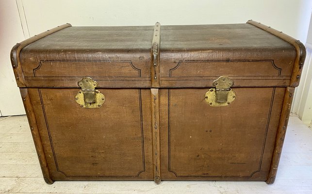 Large Old Travel Trunk Chest Coffee Table, 1900s-WZZ-1153849