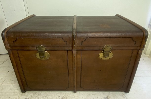 Large Old Travel Trunk Chest Coffee Table, 1900s-WZZ-1153849