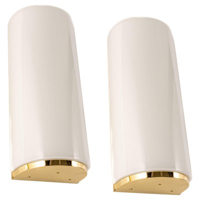 Large Opal Glass & Brass Sconces from Limburg, Germany, Set of 2-UGR-1325516