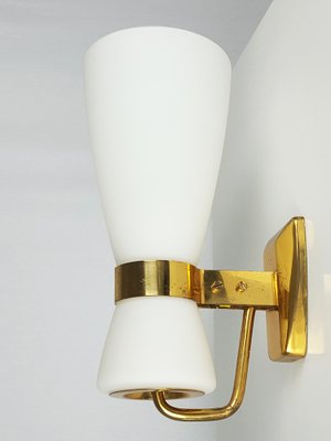 Large Opaline Glass and Brass Sconce 2118 from Stilnovo, 1959-RD-1722456