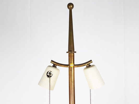 Large Opaline Glass and Brass Table Lamp by Stilnovo, 1950s-RD-1819300