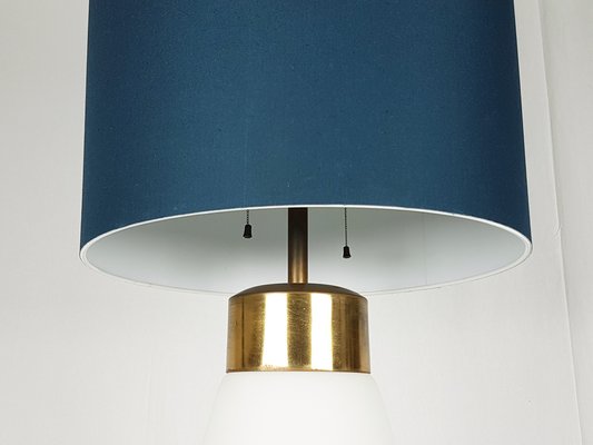 Large Opaline Glass and Brass Table Lamp by Stilnovo, 1950s-RD-1819300