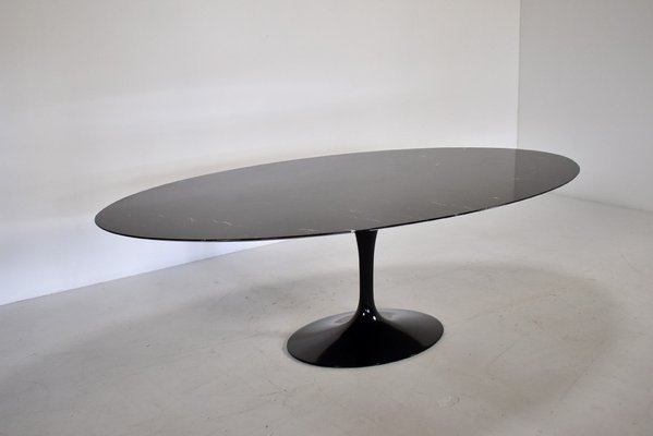 Large Oval Black Marble Tulip Dining Table by Eero Saarinen for Knoll Studio, 1990s-TEA-1620521