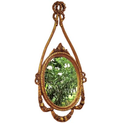 Large Oval Carved and Gilded Mirror with Bows, Roses and Love Knot, 1950s-EFY-2016641