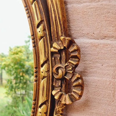 Large Oval Carved and Gilded Mirror with Bows, Roses and Love Knot, 1950s-EFY-2016641