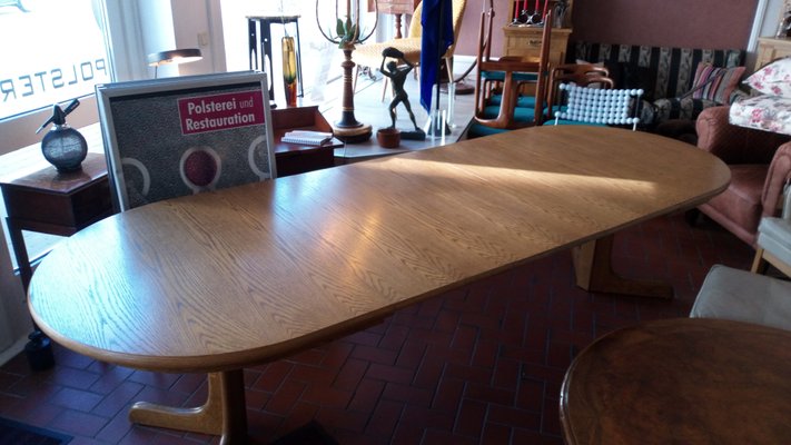 Large Oval Dining Table with 3 Extension Panels in Solid Oak, Denmark-KK-1357952