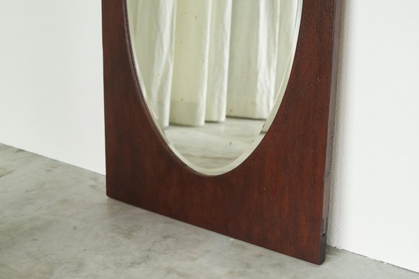 Large Oval Facetted Mirror with Rectangular Oak Frame, 1920s-FEW-2024236