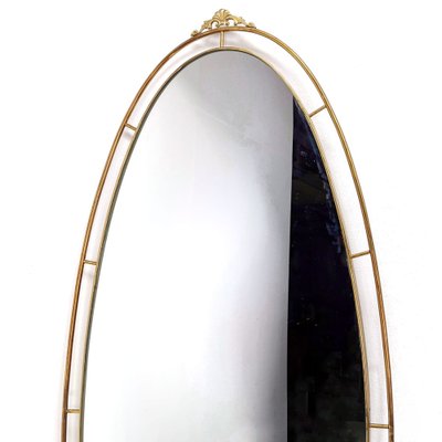 Large Oval Floor Mirror in Brass, 1950s-PRS-1740502