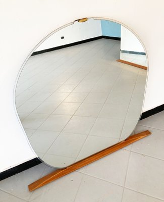 Large Oval Mirror with Brass Shell Profile, 1950s-GGK-1107237