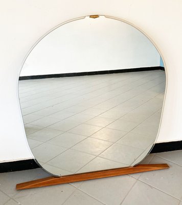 Large Oval Mirror with Brass Shell Profile, 1950s-GGK-1107237