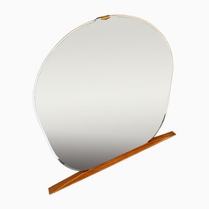 Large Oval Mirror with Brass Shell Profile, 1950s-GGK-1107237